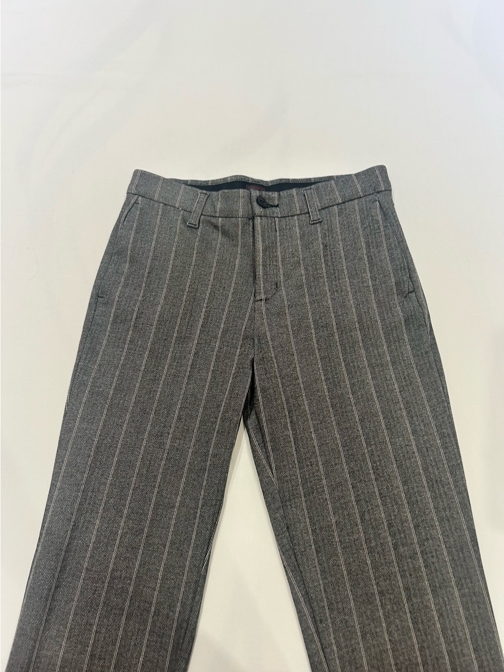 Lee Pinstripe Black & Gray Herringbone Pants, Size M